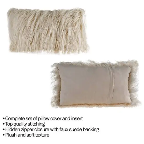 Hastings Home Faux Fur Lumbar Pillow Coffee {6}