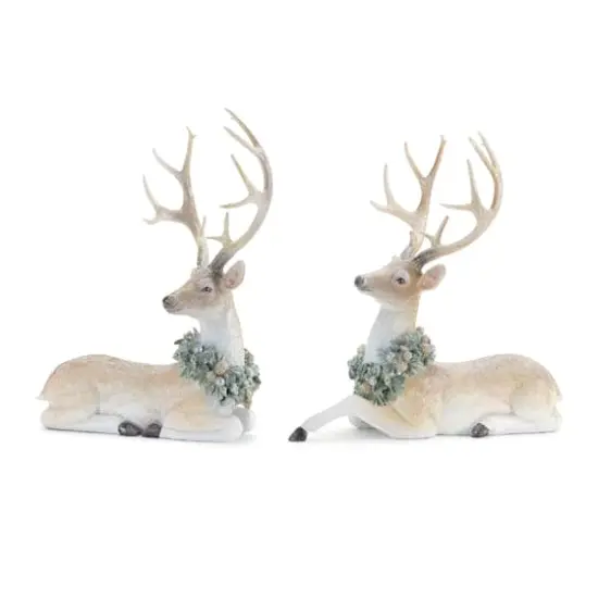 Glittered Deer with Holly Wreath Set {1}