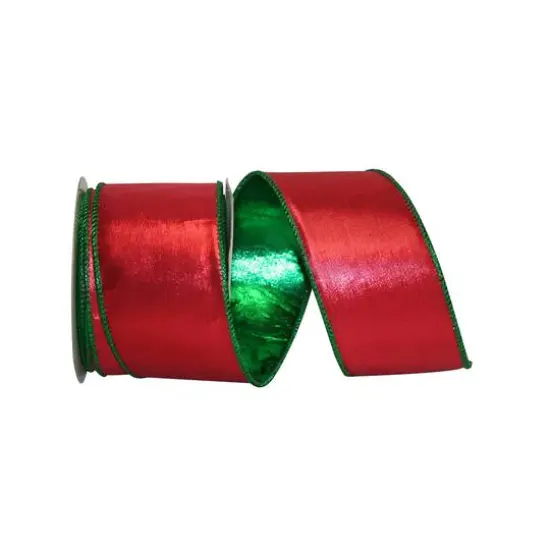 Reliant 2.5" Lam&eacute; Luxury Wired Ribbon Red and Green {1}