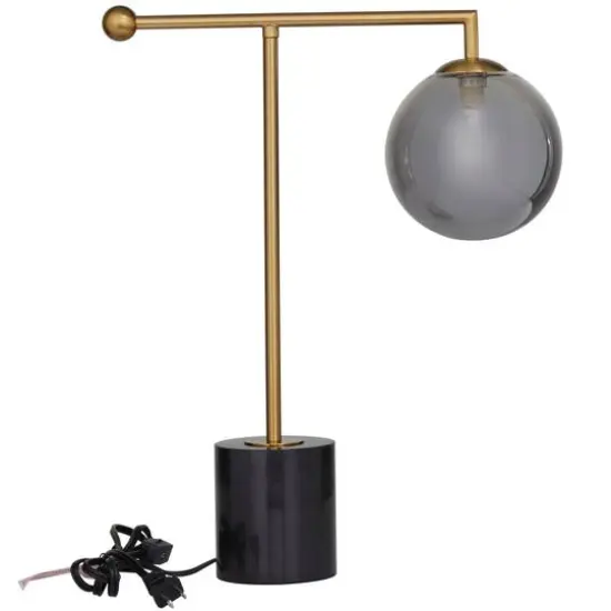 Silver Metal Orb Desk Lamp with Marble Base 6" x 15" x 19" {3}