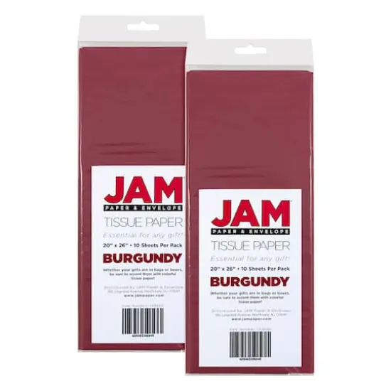 JAM Paper 20" x 26" Tissue Paper, 2 Packs of 10 Sheets Burgundy {1}