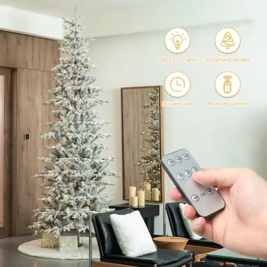 10ft. Pre-Lit Deluxe Flocked Fir Artificial Christmas Tree, Warm White Lights {3}