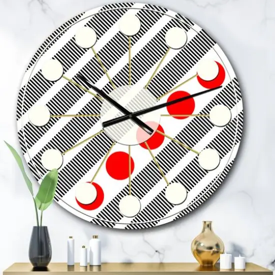 Designart 'Retro Geometrical Abstract Minimal Pattern Xi Mid-Century Modern Wall Clock {1}