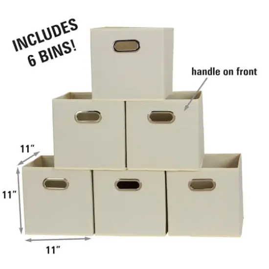 6 Pack Household Essentials 11" Fabric Storage Bins White {4}