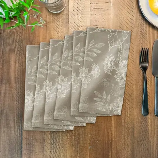 Sunflower Icons Cotton Twill Napkin Taupe {4}