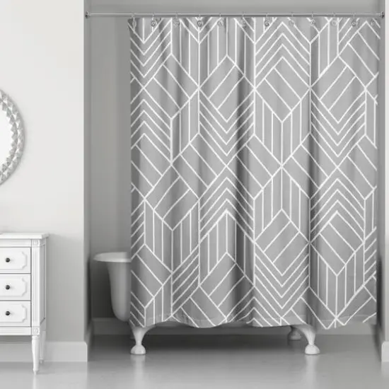 Hatch Chevron Shower Curtain Gray {3}