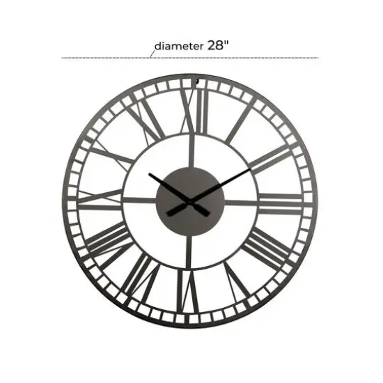 28" Black Metal Contemporary Wall Clock {9}