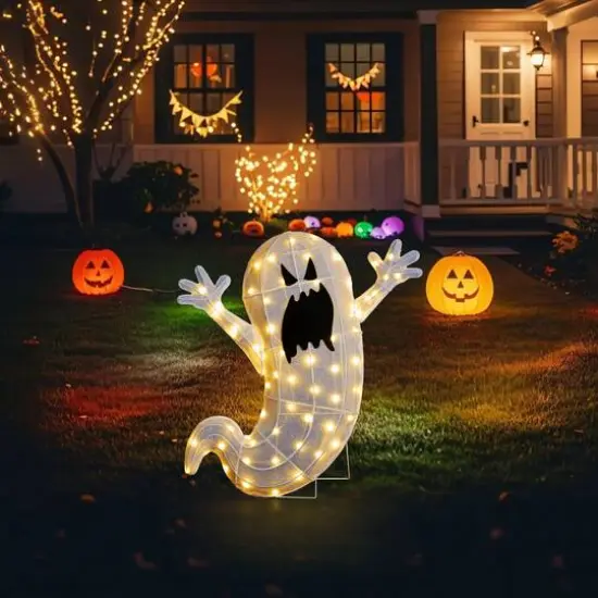 Glitzhome® 35.5"H Lighted Halloween 2.5D Ghosts Outdoor Decor {3}