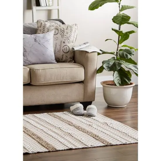 DII&reg; Stone & White Hand-Loomed Paper Chindi Rug, 4ft. x 6ft. {5}