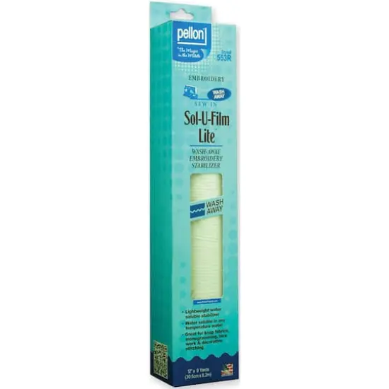 Pellon&reg; Sol-U-Film Lite&trade; White Wash Away Embroidery Stabilizer, 12'' x 9yd. {1}