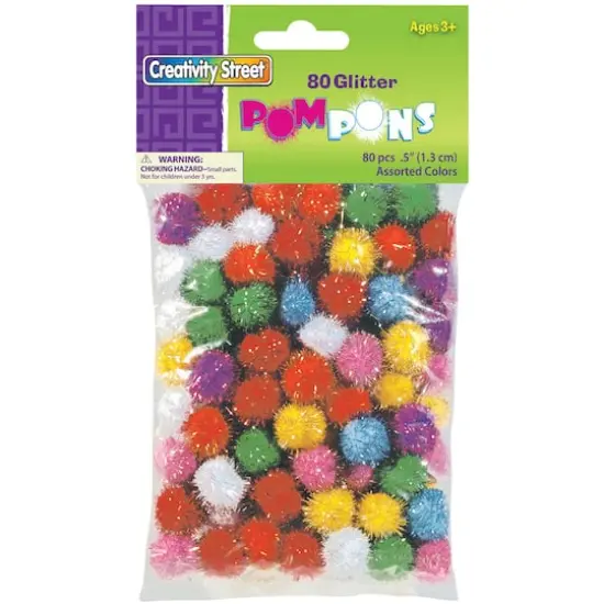 Creativity Street&reg; 1/2" Glitter Pom Poms, 6 Packs of 80 {1}
