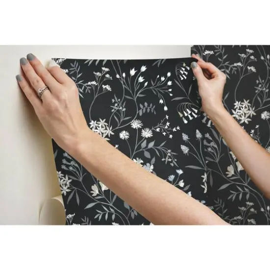 RoomMates Meadow Mix Peel & Stick Wallpaper Black/White {11}