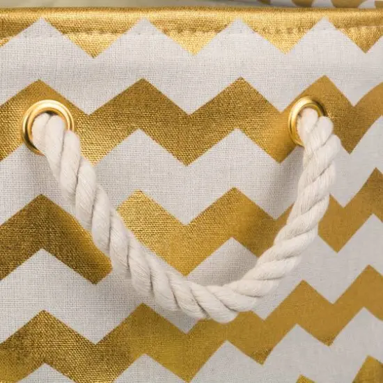 Large Polyester Chevron Rectangle Bin Gold {4}