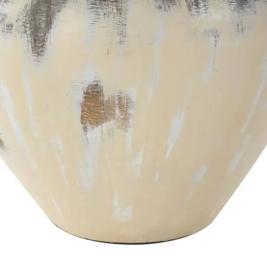 16" Cream Ceramic Antique Style Pot Vase with Arched Handles {6}