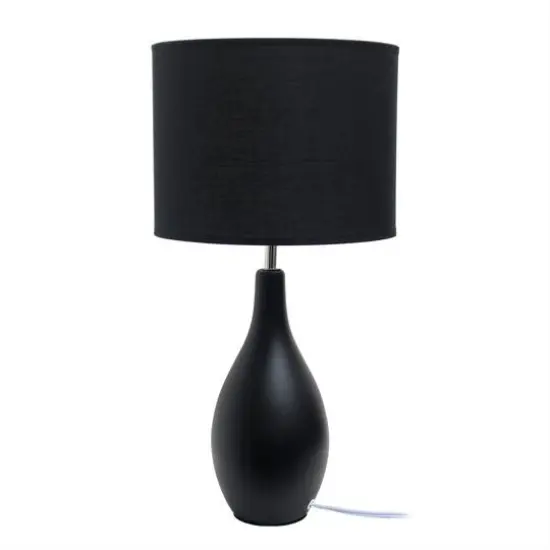 Simple Designs Oval Bowling Pin Base Ceramic Table Lamp Black {7}