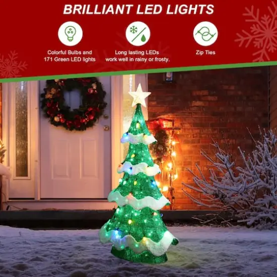 Glitzhome&reg; 4.5ft. Lighted Christmas 3D Mesh Tree Outdoor D&eacute;cor {6}