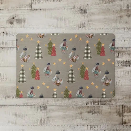 Gray Tree & Globe Pattern Floor Mat {3}