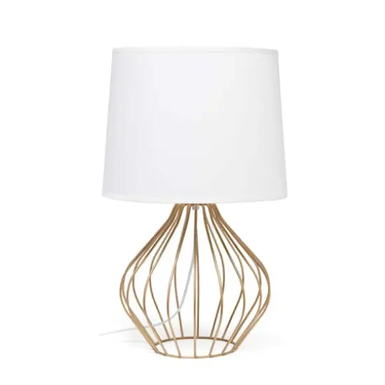 Simple Designs 19.7" Geometrically Wired Table Lamp Copper with White Shade {1}