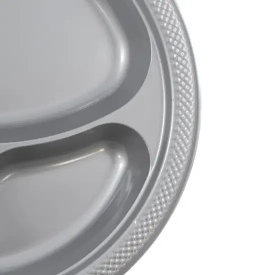 JAM Paper 10.25" Divided Plastic Party Plates, 20ct. Silver {4}