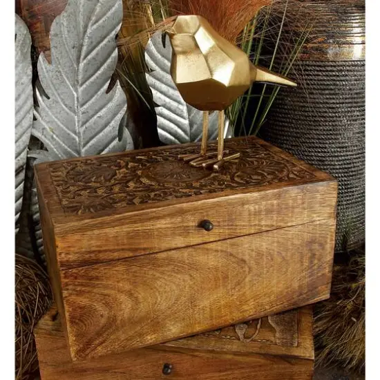 Brown Mango Wood Rustic Box Set, 8", 10" & 12" {9}