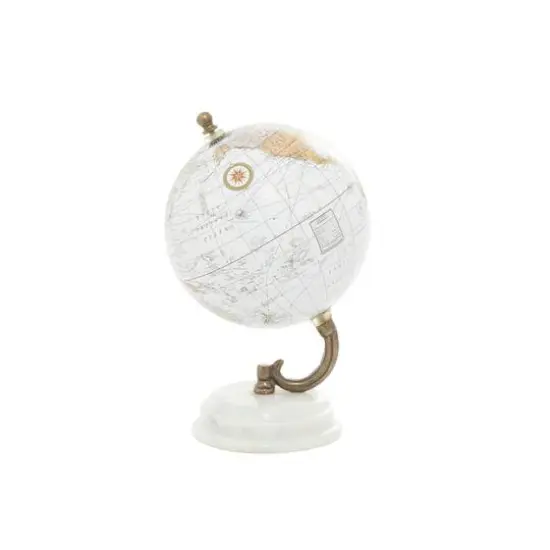 8" White Marble & Metal Modern Globe {3}