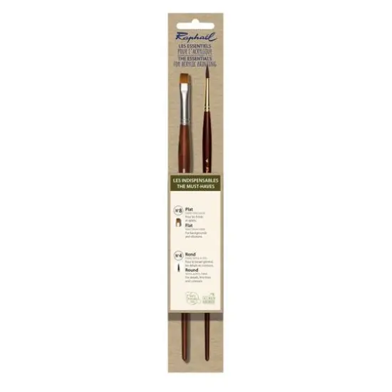 Raphael Essentials Acrylic & Watercolor The Must Haves 2-Piece Brush Set {1}