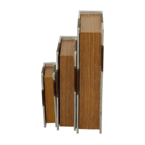 Brown Chevron Faux Leather Faux Book Box Set {6}