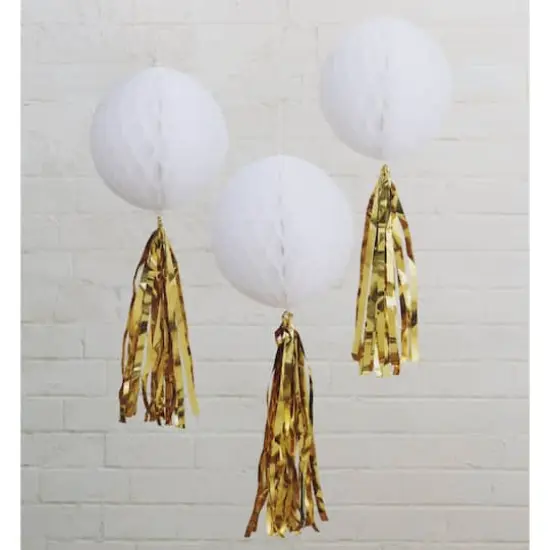 Honeycomb Ball with Tassel D&eacute;cor, 3ct. by Celebrate It&trade; {1}