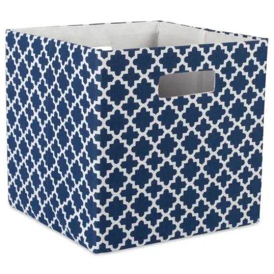 DII&reg; 11" Polyester Lattice Storage Cube Nautical Blue {1}