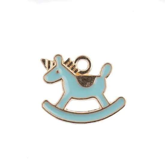 John Bead Sweet & Petite Rocking Horse Charms, 10ct. Light Blue {1}
