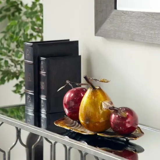 19" Red Iron Traditional Decorative Fruit with Tray {7}