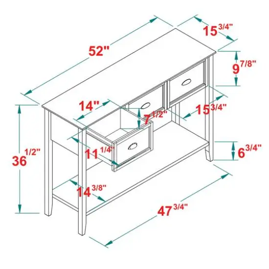 Walker Edison 52" Reclaimed Barnwood & White 3-Drawer Buffet Table {5}