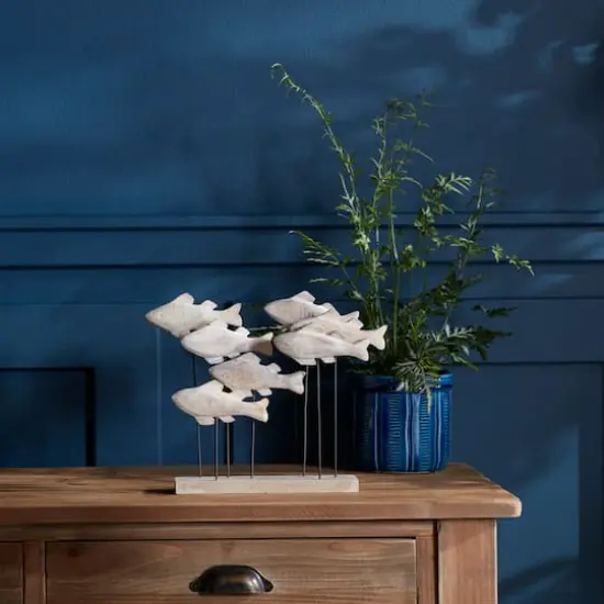 Wooden Fish School Sculpture {3}