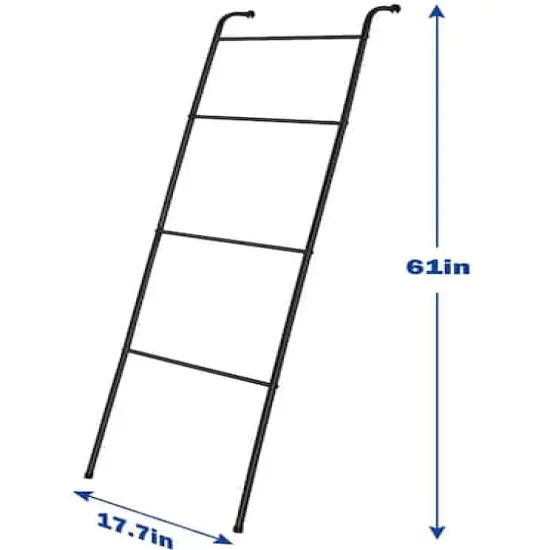 NEX&trade; 5ft. Black Metal Wall-Leaning Blanket Ladder Rack {6}