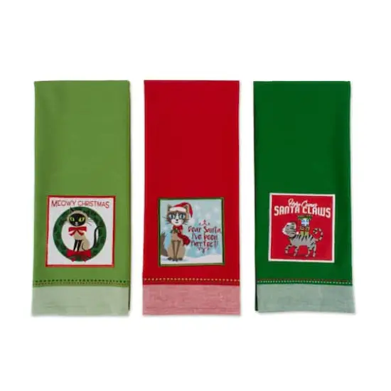 DII&reg; Christmas Kitty Embellished Dishtowel Set {1}