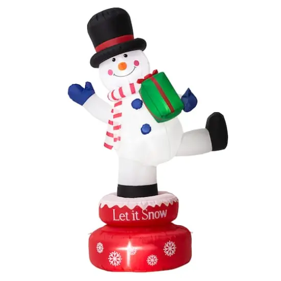 Glitzhome&reg; 6ft. Lighted Inflatable Rotating Snowman D&eacute;cor {10}