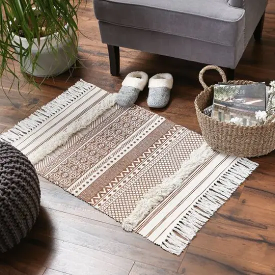 DII&reg; Shabby Chic Textured Hand-Loomed Shag Rug Cinnamon/Off White {3}