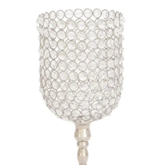 Clear Aluminum and Crystal Glam Candle Holder, 19" x 6" x 6" {4}