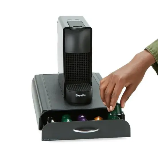 Mind Reader Black Coffee Station With Coffee Pod Storage Drawer {7}