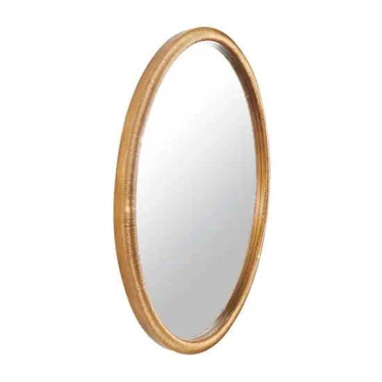 33" Brown Ribbed Wooden Wall Mirror {4}