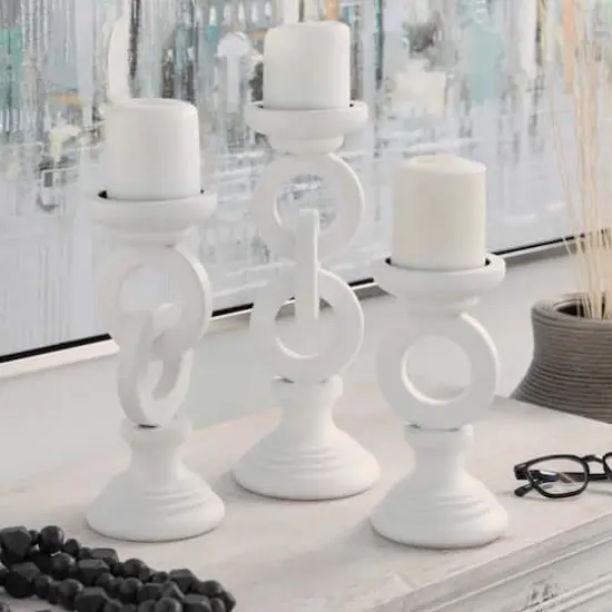 White Chain Link Candle Holder Set {3}