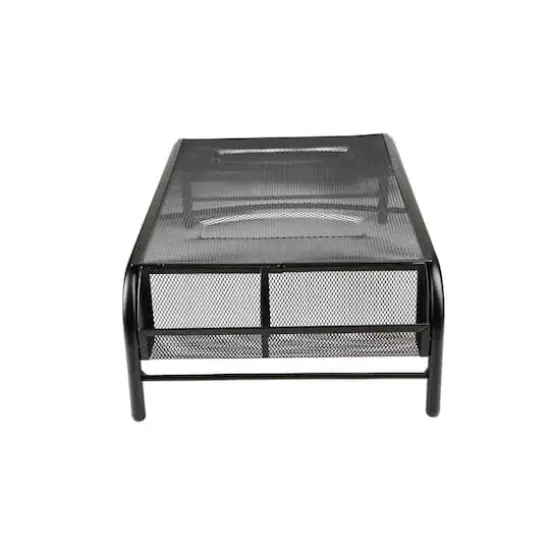 Mind Reader Black Metal Mesh Monitor Stand with Storage Compartments {5}