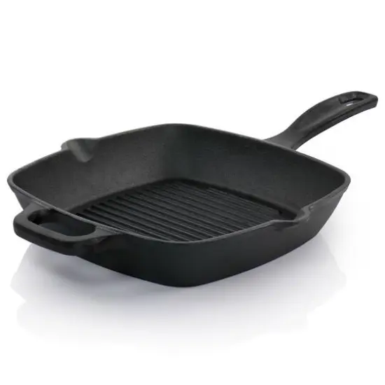 Oster Castaway 10'' Square Cast Iron Grill Pan with Pouring Spouts {8}