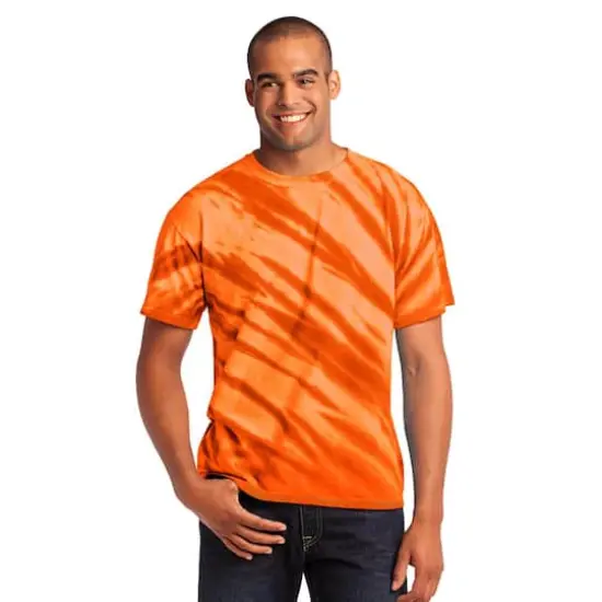 Port & Company&reg; Tiger Stripe Tie-Dye T-Shirt Orange {4}