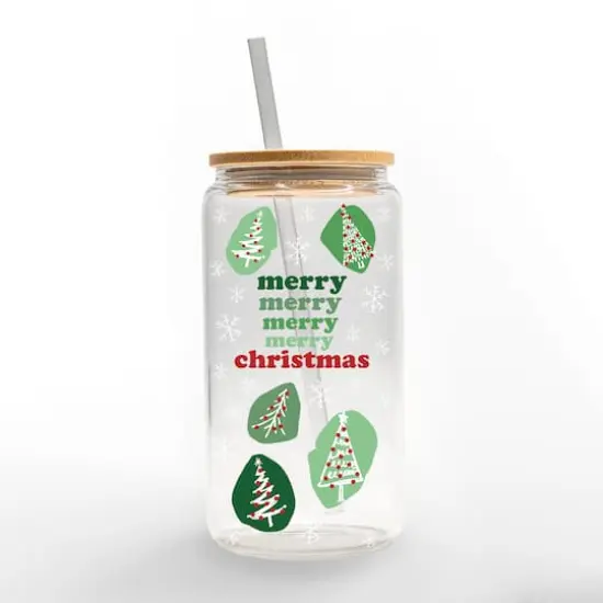16oz. Merry Merry Merry Glass Can Tumbler {1}