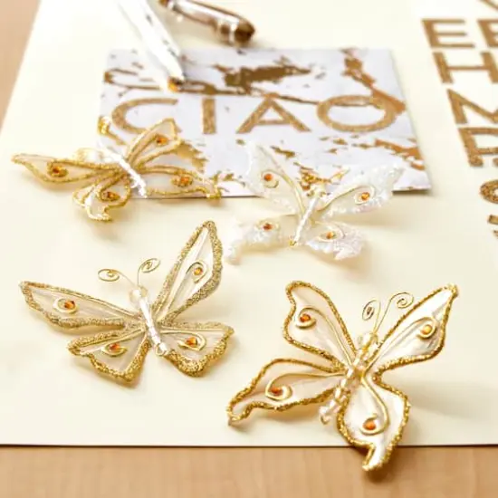Recollections&trade; Glacee Butterfly Embellishments White {4}