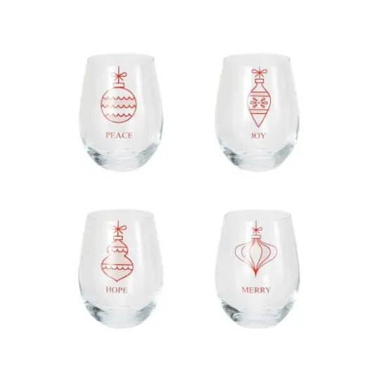 Hello Honey&reg; 18oz. Ornament Stemless Wine Glass Set {1}