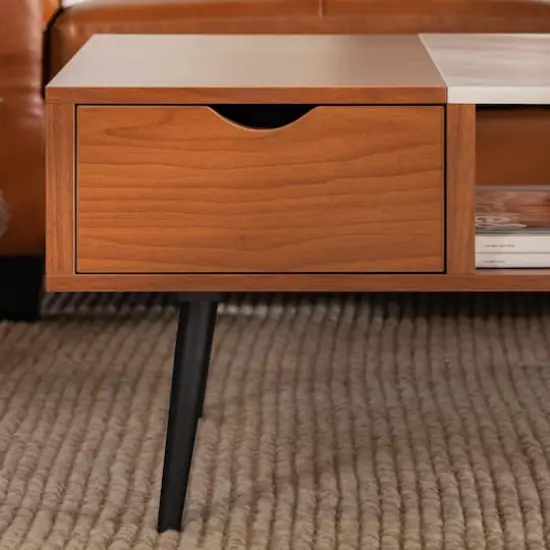 Acorn Mid Century Modern Faux Marble Coffee Table {5}