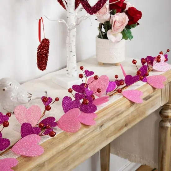 6ft. Glittered Hearts & Berries Valentine's Day Garland {3}