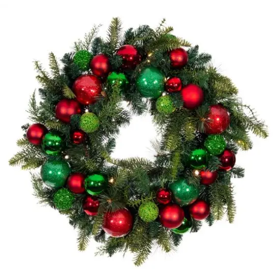 Village Lighting 30" Pre-Lit Christmas Cheer Wreath, Clear LED Lights {1}